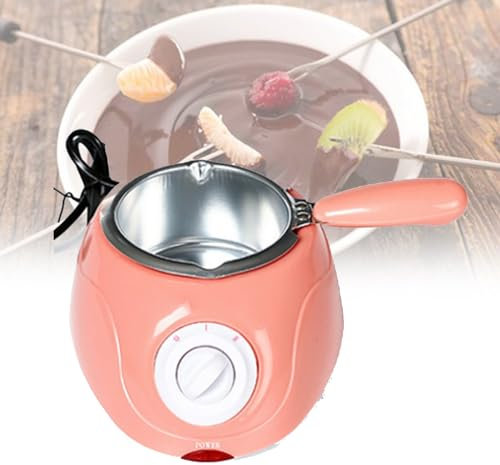 Electric Chocolate Melting Pot Chocolate Maker Chocolate Candy Melting Warming Fondue Set with Candy Making Accessory Kit for Kids with Warm Dipping Function & Removable Pot for Home (Color : Pink,