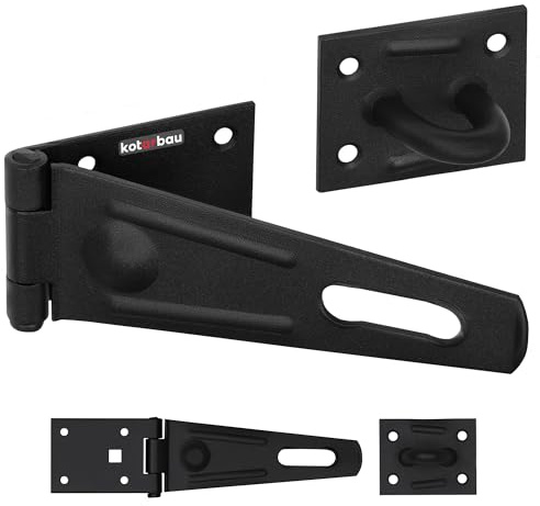 KOTARBAU® Überfalle 150 x 75 mm Riegelschloss Pulverbeschichteter Stahl Schwarz Haspe Sicherheitsüberfalle Torriegel Schlossriegel Gartentor Riegel Türriegel Abschließbar Verriegelung