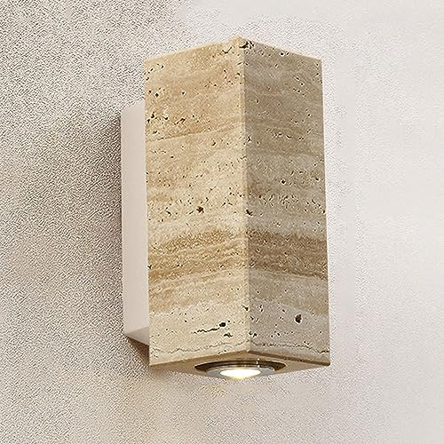 Lampada da parete per esterno in travertino giallo da giardino in pietra naturale Lanterna da parete durevole impermeabile Lampada da parete in ferro antiruggine a risparmio energetico per portico