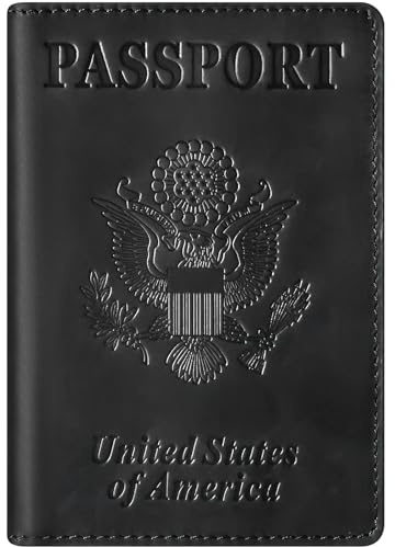 BIAOTIE Premium Leather Passport Holder Covers, Rfid Travel Wallet Passport Document Holder, Travel Essentials Wallet Cover Case for Men and Women (Black)