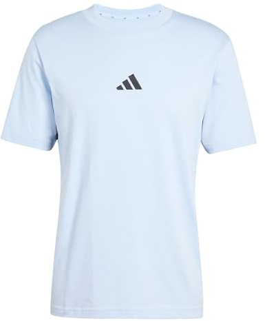 Adidas Men's Essential Three Stripes Single Jersey Tee, Glow Blue/Black, L
