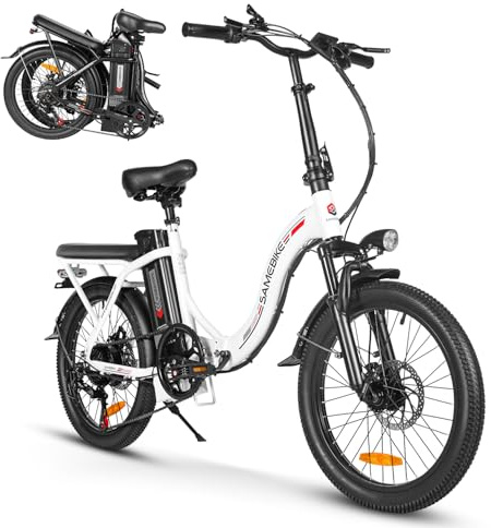 SAMEBIKE Bicicleta eléctrica 20 Fatbike Bicicleta Montaña Plegable Ebike, 36V12Ah Batería, 7Vel,Pedal Assist,Instrumento a LCD Adultos Urbana(CY20)
