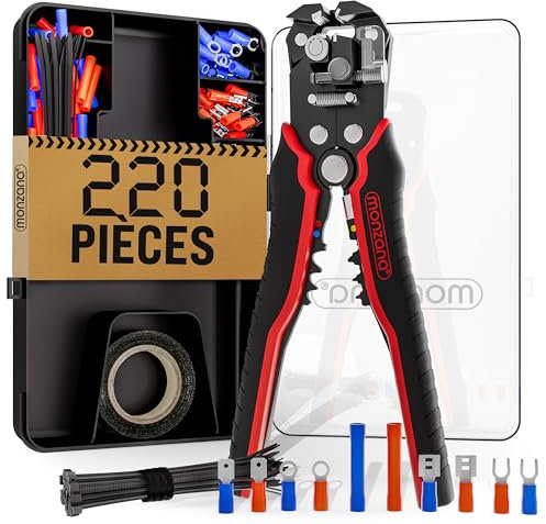MONZANA® Pince à dénuder multifonction électricien 3en1 220 pièces boîte 0,2-6mm² pince à dénuder automatique auto-ajustable dénuder sertir couper