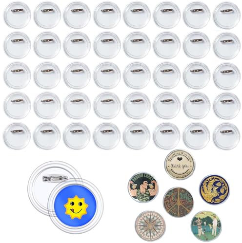 40 Stück Transparente DIY Ansteckbuttons 60mm Buttons Selber Machen Ohne Buttonmaschine Acryl Runde Abzeichen Pins Design Transparent Button Pins für Bastelbedarf DIY Abzeichen Schulprojekte