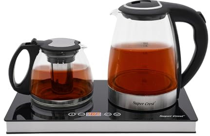 1.8L Glas Teekocher Wasserkocher,2 in 1 Tee und Kaffeestation,1800W LCD Electric Kettles Für Zubereitung verschiedener Getränke wie Kaffee und Tee verwendet werden