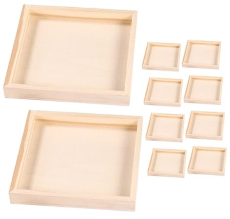 FUNOMOCYA 10stücke Teiliges Holztablett Puzzleaufbewahrung Unvollendetes Holz-tablett Mit Glatter Oberfläche Organizer Für Holzblöcke Und Sundries Holder Leicht Und Kompakt Verhindert Verrut