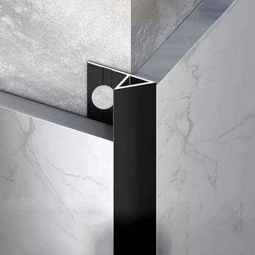 Raouoae Fliesenschiene Fliesenprofil Lang 125CM*2 Stück Eloxiert Eckprofil Dicke: 8 Mm/10 Mm/12,5 Mm Für Schlafzimmer, Esszimmer, Wohnzimmer, Balkon, Badezimmer(Black,10mm)