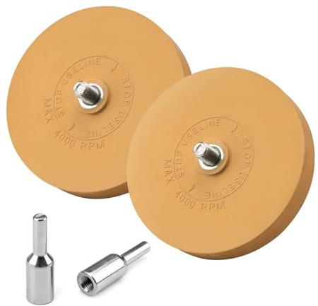 NuoDunco 2Pcs Toffee Wheel, Car Sticker Remover | Caramel Wheel with Adaptors, 3.5In Decal Eraser Wheel for Drill, for Removing Vinyl, Glue