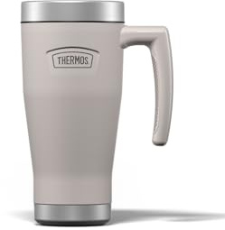 Thermos Icon Sandstone Travel Coffee Mug (470ml) 7h Hot | 22h Cold | Adults stainless steel metal insulated leakproof reusable thermal cup with handle & lid for drinks, water, tea, gym, camping