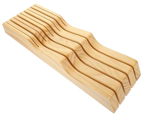 JECOMPRIS 1pezzi Ceppo Portacoltelli Da Cassetto in Legno Ecologico Portacoltelli Per Cucina Piccola Design Semplice e Taglio Integrato Facile Da Pulare Calda e Sapone