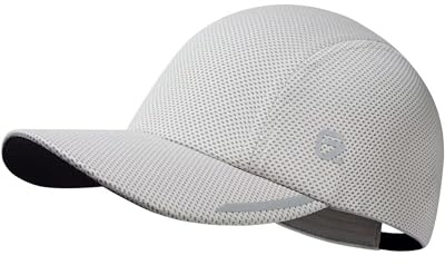 GADIEMKENSD Cooling Men’s Running Hat Performance Mesh Hat - Excellent Ventilation, Lightweight, Reflective Safety. Light Grey