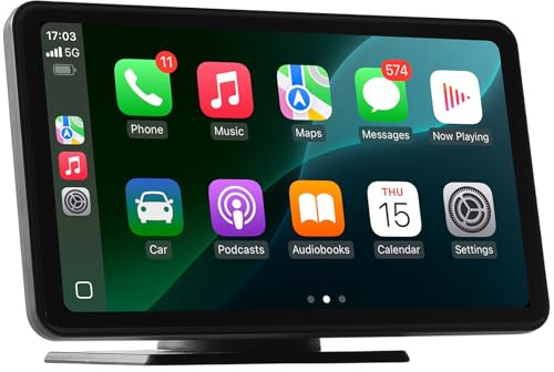 VEVOR Estéreo Inalámbrico para Coche, Radio Portátil HD de 177,8 mm con Pantalla Táctil Compatible con Apple CarPlay y Android Auto, Cámara de Respaldo, Control de Voz, Bluetooth, Navegación GPS
