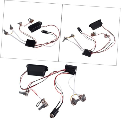 ELAYARD 2-band Equalizer Vorverstärkerschaltung mit Kabelbaum für Bassgitarren Tonregler 1 Volume 2 Tone Potis aus Kunststoff und Metall Geeignet für Aktive Piezo Tonabnehmer