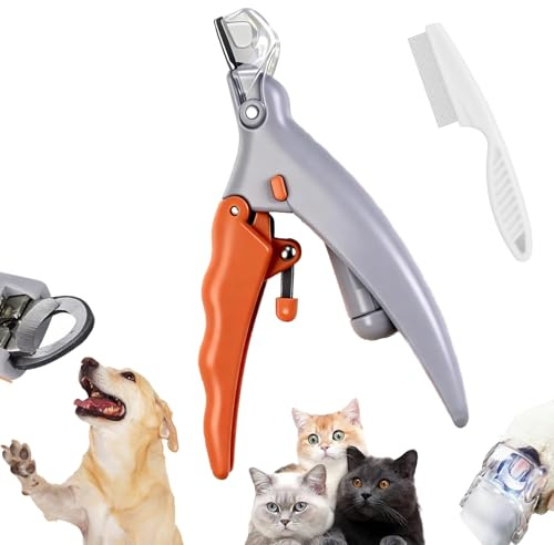 GLSAYZU Pawthentic Krallenschneider, PreciseClip LED + Lupe, 5-fache Vergrößerung, sichere Krallenschere mit gebogener Edelstahlklinge, professioneller Krallenschneider für Haustiere (1pc)