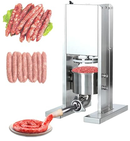 2L Sausage Stuffer Machine, Stainless Steel Sausage Filling Machine, Electric Sausages Stuffer with 3 Types of Filling Tubes 13mm/19mm/32mm, for Household or Commercial Use