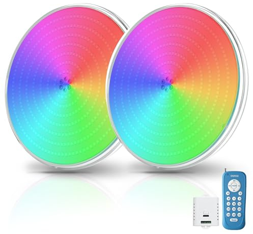 OSREE LED Ultraflach Poollampe PAR56, 35W Unterwasserscheinwerfer RGB Mehrfarbig Dimmbar 1400lm, 2/4/6H Timer, Harz Gefüllt IP68 Wasserdichte Poolbeleuchtung mit Fernbedienung, 12V AC, 2er-Pack