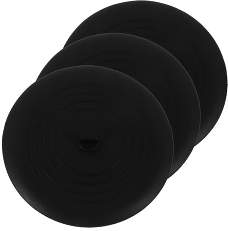 Cabilock 3pcs 15.2cm Silicone Drain Stopper with Suction Cup, Bathtub and Kitchen Sink Plug Set, Black Wash Basin Plug for Bathroom and Household Use