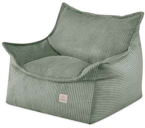 MISIOO Sillón Roya Cord - Sillón para habitación infantil - Puff suave para niños - Sillón de suelo - De terciopelo acanalado de alta calidad Oeko-Tex - 80 x 73 x 58 cm