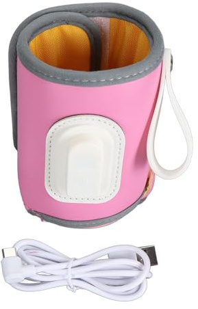 CHEOTIME Bärbar mjölkvärmare för resor, Temperatur Digital USB Bärbar Värmefodral, Snabb uppvärmning och exakt temperaturkontroll med LCD-skärm (Pink 135x8x2cm/53.15x3.15x0.79in)