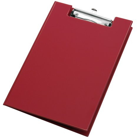 VELOFLEX - Clipboard DIN A4 mit Deckel aus PVC, Weinrot | Aufklappbares Klemmbrett, Schreibplatte, 230 x 340 mm, Hängeöse, Klemmweite 10 mm, Klarsichttasche