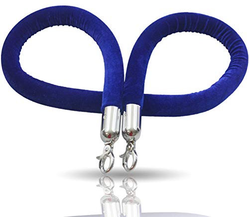 Kerafactum® - Absperrseil Tau Seil Verbindungstau Abgrenzung für Personen Personenleitsystem Absperrband Abgrenzungsgurt Sperre Absperrgurt mit Karabinerhaken chrome 150 cm samtblau - barrier rope blue