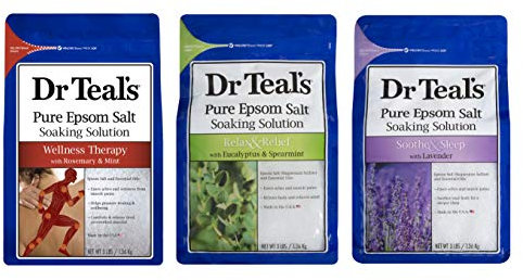 Dr. Teal's Epsom Salt Bundle, 3 Items: 1 Relax & Relief Eucalyptus Spearmint, 1 Sooth & Sleep Lavender and 1 Therapy & Relief Rosemary and Mint, 48 Ounce each, 1 Set