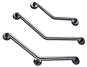 Barre d'appui coudée 135° Inox 400x400mm - 3 points de fixations