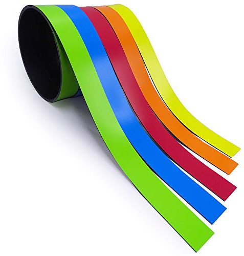 Magstick 5x strisce magnetiche colori assortiti I Nastro magnetico da 2 cm x 1 m per la marcatura su lavagne bianche scaffali calendari I Etichette magnetiche I mag211