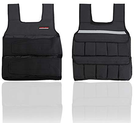 TrainHard Gewichtsweste, verstellbares Gewicht (15 kg), Schwarz, Neopren, Praktisch, für Krafttraining, Laufen, Fitness, Cross Training