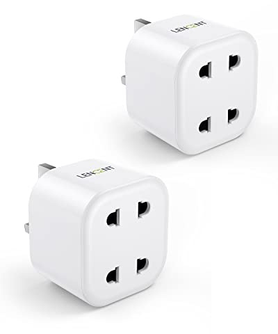 LENCENT 2 Packs Shaver Plug Adaptor, UK 2 Pin to 3 Pin Adapter Plug Socket | Electric Shaver Razor Adaptor Toothbrush Plug for Epilators Bathroom- White,13A
