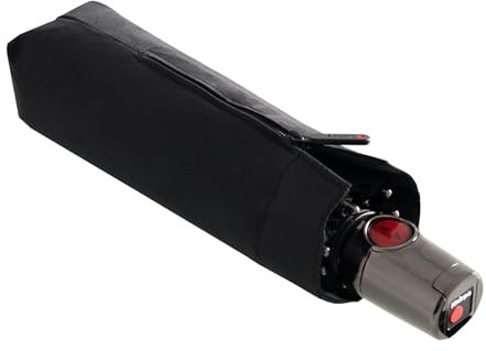 Knirps Taschenschirm T.200 Medium Duomatic in Schwarz mit Schutzhülle I Regenschirm mit Duomatic-Funktion I Auf-Zu-Automatik I Taschenregenschirm mit Drucktaste I Regenschirm automatisch