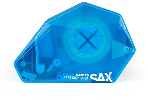 SAX ICEBERG Dispenser per nastro adesivo a una mano, blu, incl. 1 x nastro adesivo, funzionamento a una mano, per controllare la lunghezza quando si attacca