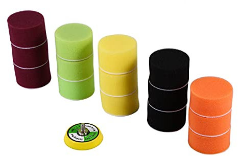 aqxreight - Tamponi per Lucidatura, 16 Pezzi Set di Tamponi per Lucidatura Piatta in Spugna 2 50 Mm per Filettatura per Lucidatrice per Auto Levigatrice Ad Aria-M6X1