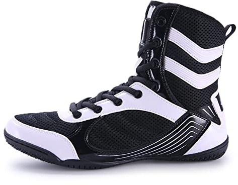 LZQpearl Stivali da Boxe, Scarpe Wrestling Superiori, Uomo Donna Scarpe da Ginnastica, Scarpe da Ginnastica per da Combattimento L'allenamento MMA Muay Thai Arti Marziali (45 (9 UK),Black)