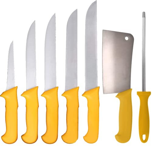 HOOZ Fleischmesser 7er Set aus Edelstahl mit Wetzstahl