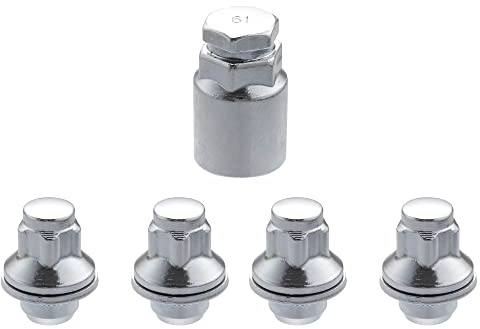 X AUTOHAUX 1 Juego M12x1.5 Coche Rueda Bloqueo Orejeta Tuercas Antirrobo Juego con Arandela Plata Tono