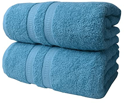 FB 2 x extra stora superjumbo badlakan (100 x 200 cm – 600 GSM) lyxig 100 % egyptisk kammad bomullshandduk supermjuk premium hotellkvalitet snabbtorkande badrumshanddukar set (Aqua)