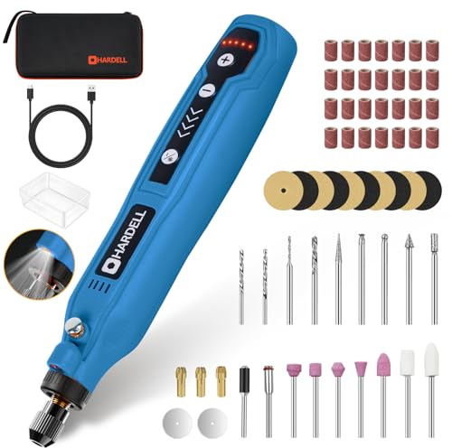 HARDELL Cordless Rotary Tool Kit with 69 Accessories - 5-Speed Mini Power Tool, USB Rechargeable for Drilling, Sanding, Polishing, Engraving (DIY & Crafts) (B-Blue)