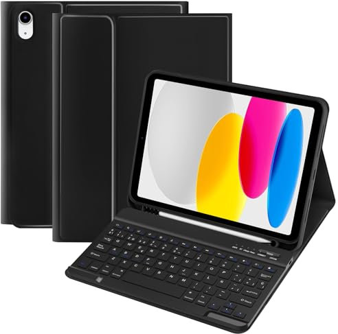 TQQ Funda con Teclado para iPad 11ª Generación A16 2025 y 10ª Generación 2022, (QWERTY Español Ñ) Desmontable Bluetooth Teclado para iPad 10/11 Gen