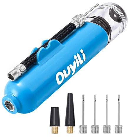 ouyili Sportballpumpe-Set – Tragbare Luftpumpe Zwei-Wege-Dual-Action-Aufblasbar Perfekt für Basketball Fußball und mehr – Professionelles Handpumpen-Set mit Nadeln und Flexiblem Schlauch