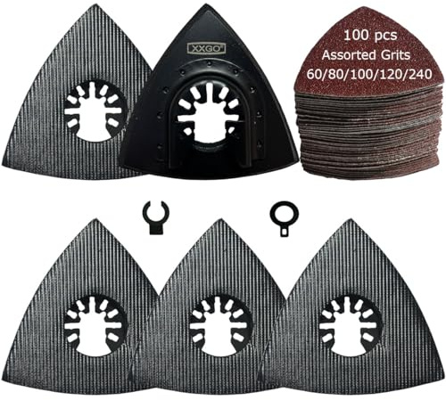 XXGO 105 Pcs 80mm Triangle Multitool Sanding Pads Kits | Hook & Loop , Best for Wood Sanding