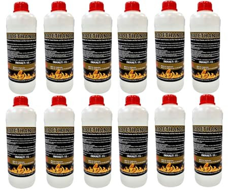 Antiviron Bioethanol 96,6% Premium 12 Liter (12x 1Liter) Ethanol für Tischkamin, Kamin & Gartendeko für Draußen - Rauch- und Rußfrei aus Mais