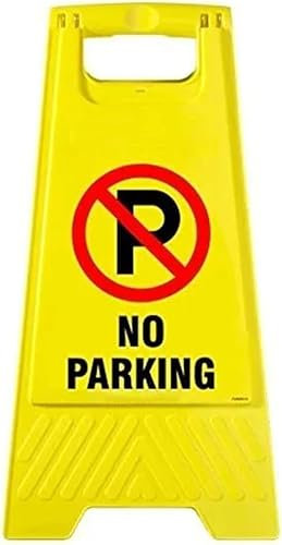 PEBBLE HUG Caution Sign Board, Yellow sign Stand, No Parking stand, No Parking Board, Parking Barrier, Use For Outdoor Or Indoor Parking, Visibility, Portable & Lightweight Design