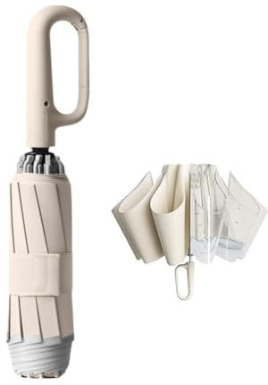SHUZHENG Regenschirm mit Ringschnalle, reflektierender Sicherheitsstreifen, robust, winddicht, tragbar, automatischer Öffnungsmechanismus, UV-beständig, Schwarz, Grün, Grau, Beige, Blau