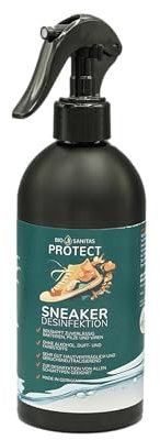 BIO SANITAS PROTECT Sneaker Reiniger – Alkoholfreies Schuh Desinfektionsspray (Halal), Geruchsneutralisierer für Schuhe aller Art, Schuhspray gegen Fußgeruch, Schuh Geruchsentferner - 500 ml