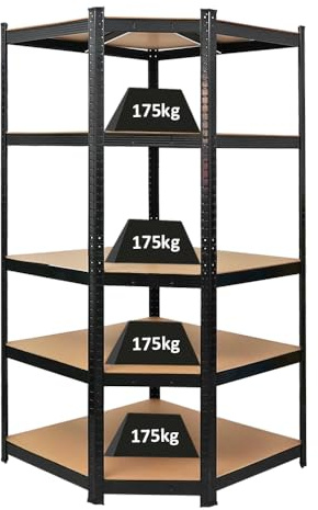 PROREGAL Scaffale angolare Ragnar | AxLxP 180x90x60cm | portata per ripiano 175kg | Nero
