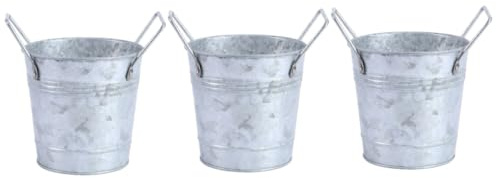 STOBAZA 3pièces Seau à Fleurs Vintage Fer Galvanisé avec Deux Poignées Conteneur Décoratif pour Arrangements Floraux pour Maison Bureau Jardin Et Balcon