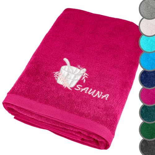 Lashuma Saunahandtuch 100x200 cm, großes XXL Badetuch in Purpur | 500 gsm Frottee aus 100% Baumwolle: Saunatuch, Badehandtuch, Duschtuch und Liegetuch für Sauna, Bad & Wellness