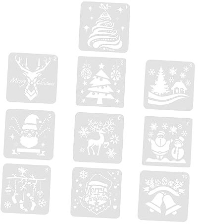 HAWILLOSCH 10stücke Teiliges Weihnachts Quadratisch Aus Langlebigem Pet Wiederverwendbare Zeichenvorlagen Für Junge Mädchen Diy Kreatives Malen Scrapbooking Fensterdeko Und Bastelprojekte