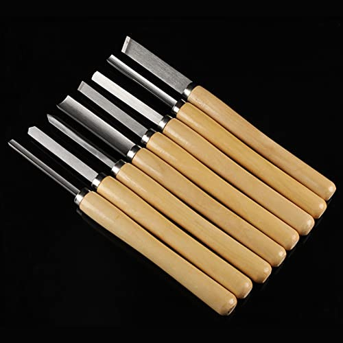 8 Herramientas de Cincel de Torno de Madera, Herramientas Profesionales de Torneado de Acero con Mango de Madera, Gubia para Carpintería, Accesorios Artesanales para